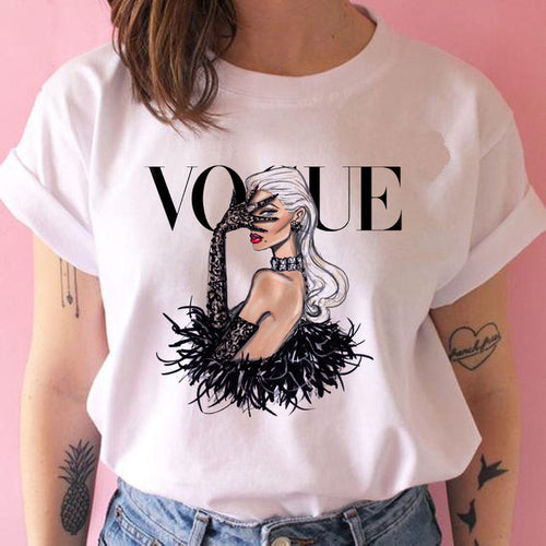 2021 Women Summer New T Shirt Fashion Harajuku Vogue Princess Print T