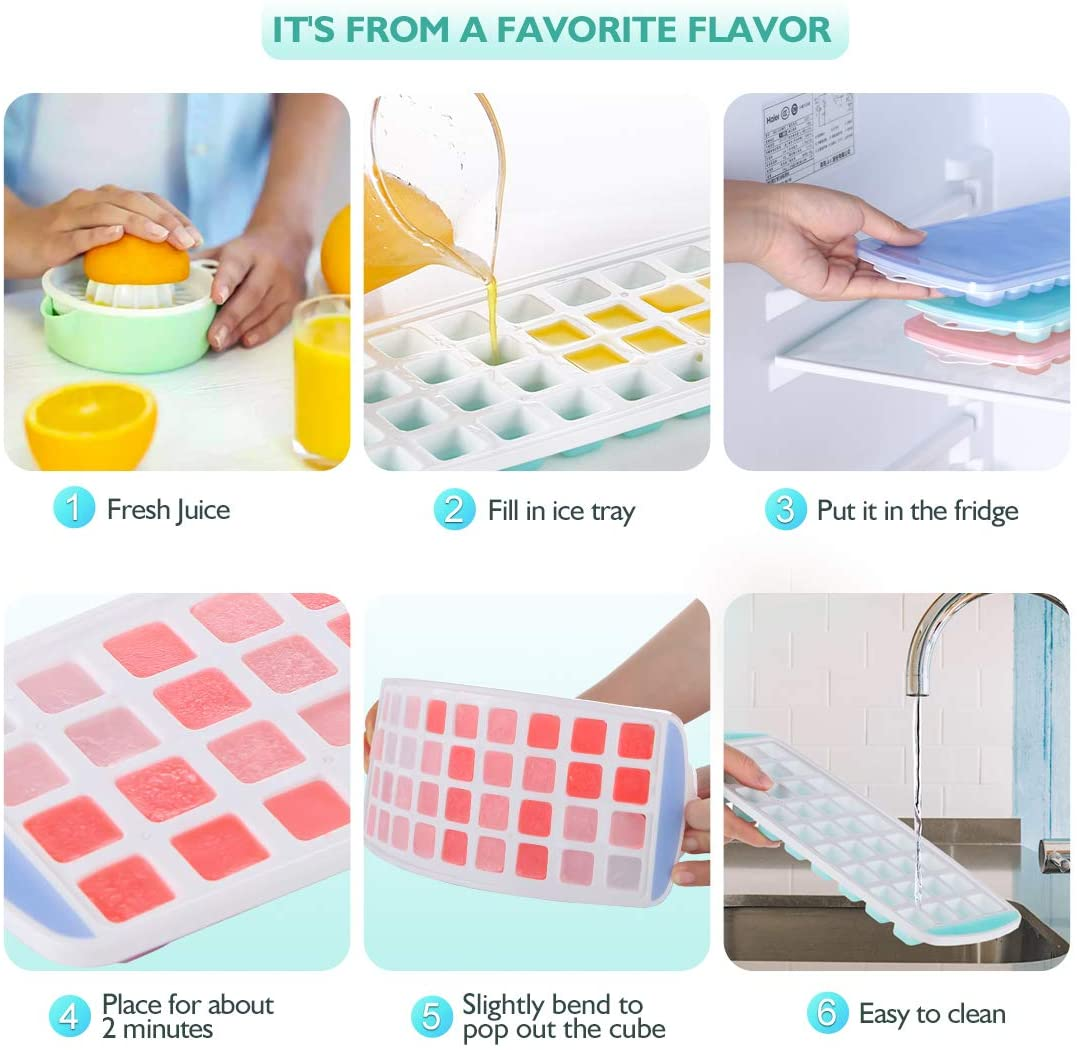 Small Ice Cube Trays with Lid - ZDZDZ Silicone Ice Cube Molds, 2 Pack Easy-Release Tiny Ice Trays - Make 72 Ice Cube,Stackable Ice Mold Set for Iced Coffee Whiskey Beverages Cocktails