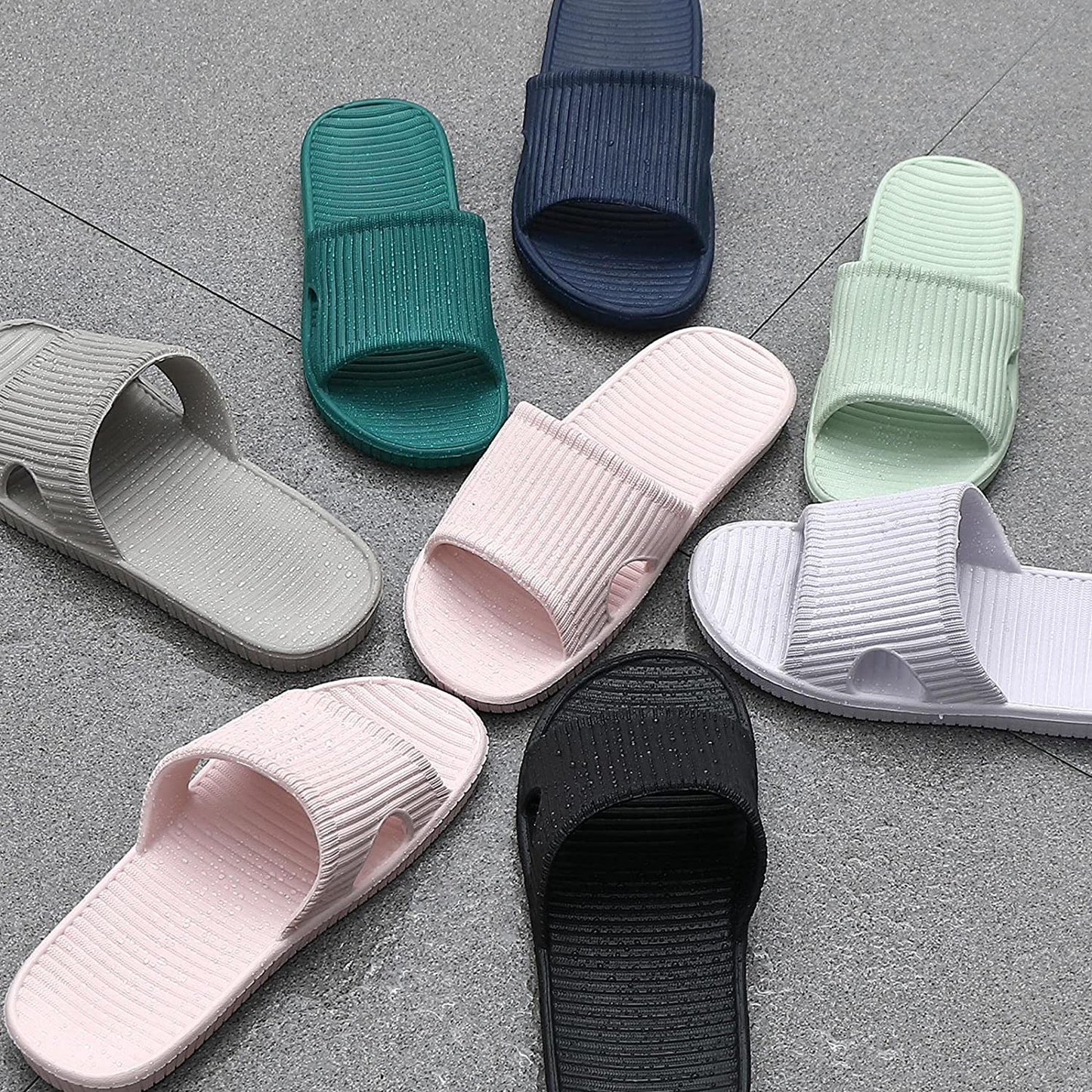 Yourvalues Shower Sandals for Women Slip on Indoor Slippers for Men Lightweight Bathroom Slide Soft Non-Slip Waterproof Shoes for Bath,Pool,Beach