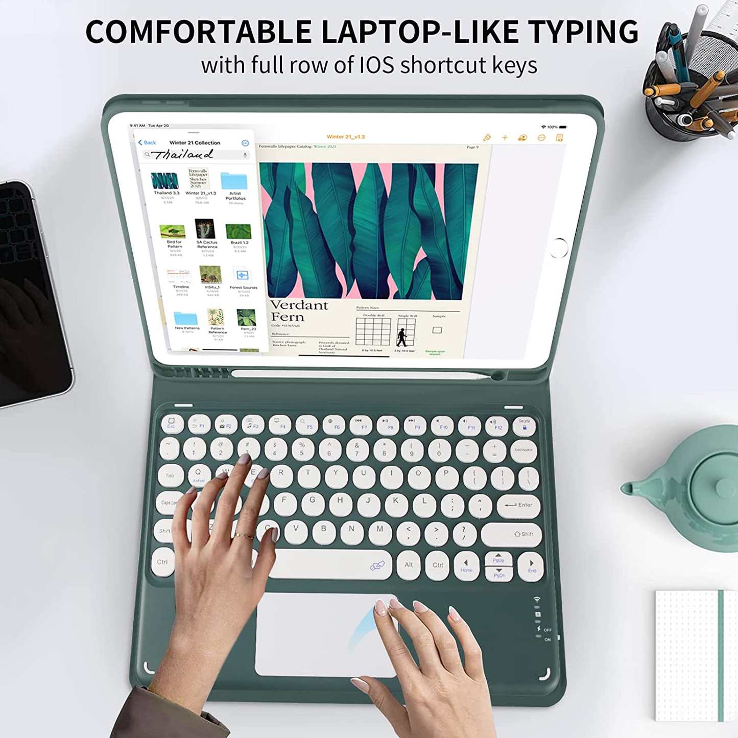 JKSML Touchpad round Key Keyboard Case for Ipad 9Th/8Th/7Th Generation with Pencil Holder,Magnetically Detachable Wireless Bluetooth Keyboard Cover for Ipad 10.2 Inch (2021/2020/2019 Model), Purple