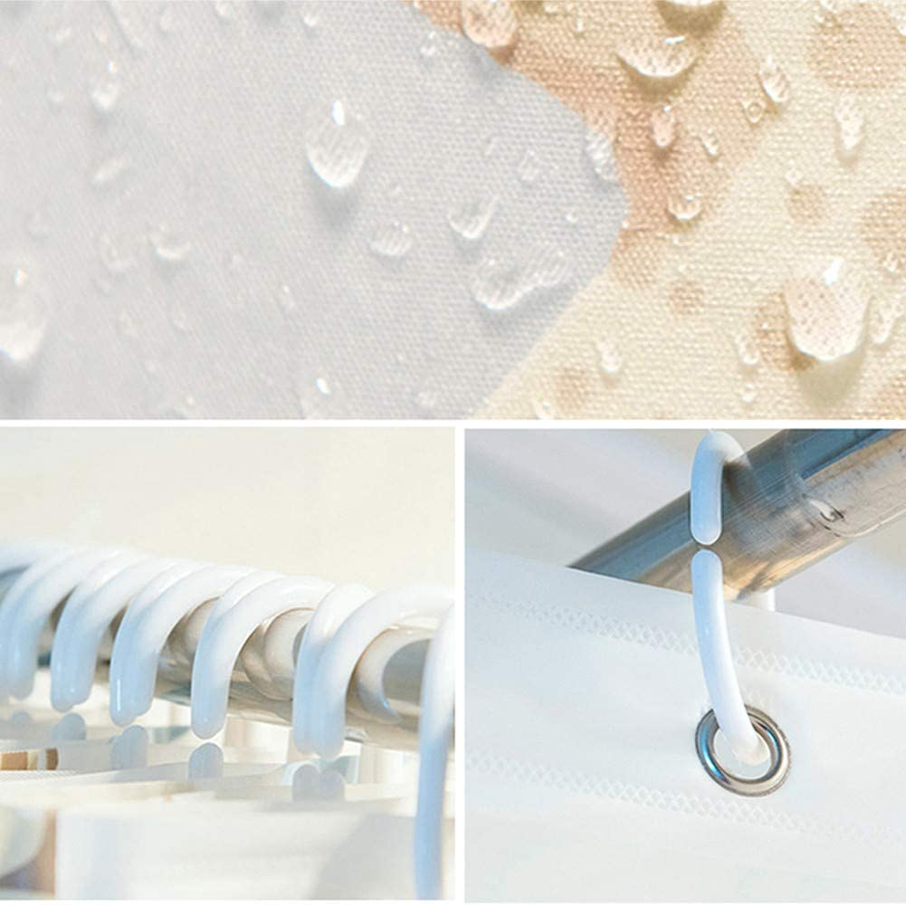 Imikoko Shower Curtain, Beach Shower Curtains for Bathroom, Bath Fantastic Decorations Waterproof Polyester Fabric Bathroom Shower Curtain Liner with Hooks, 72 X 72 Inch