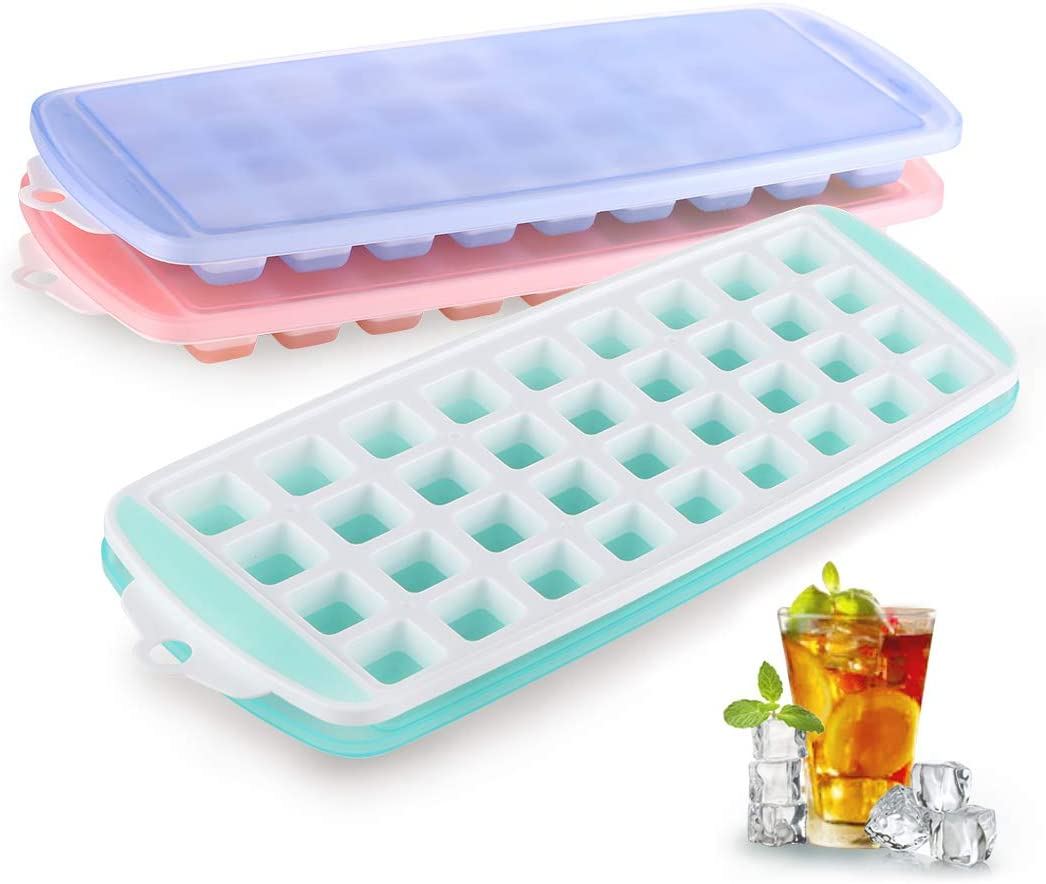 Ice Cube Trays 1 Pack - Large Size Silicone Ice Cube Molds with Removable  Lids Reusable and BPA Free for Whiskey, Cocktail, Stackable Flexible Safe Ice  Cubes, Navy Blue 