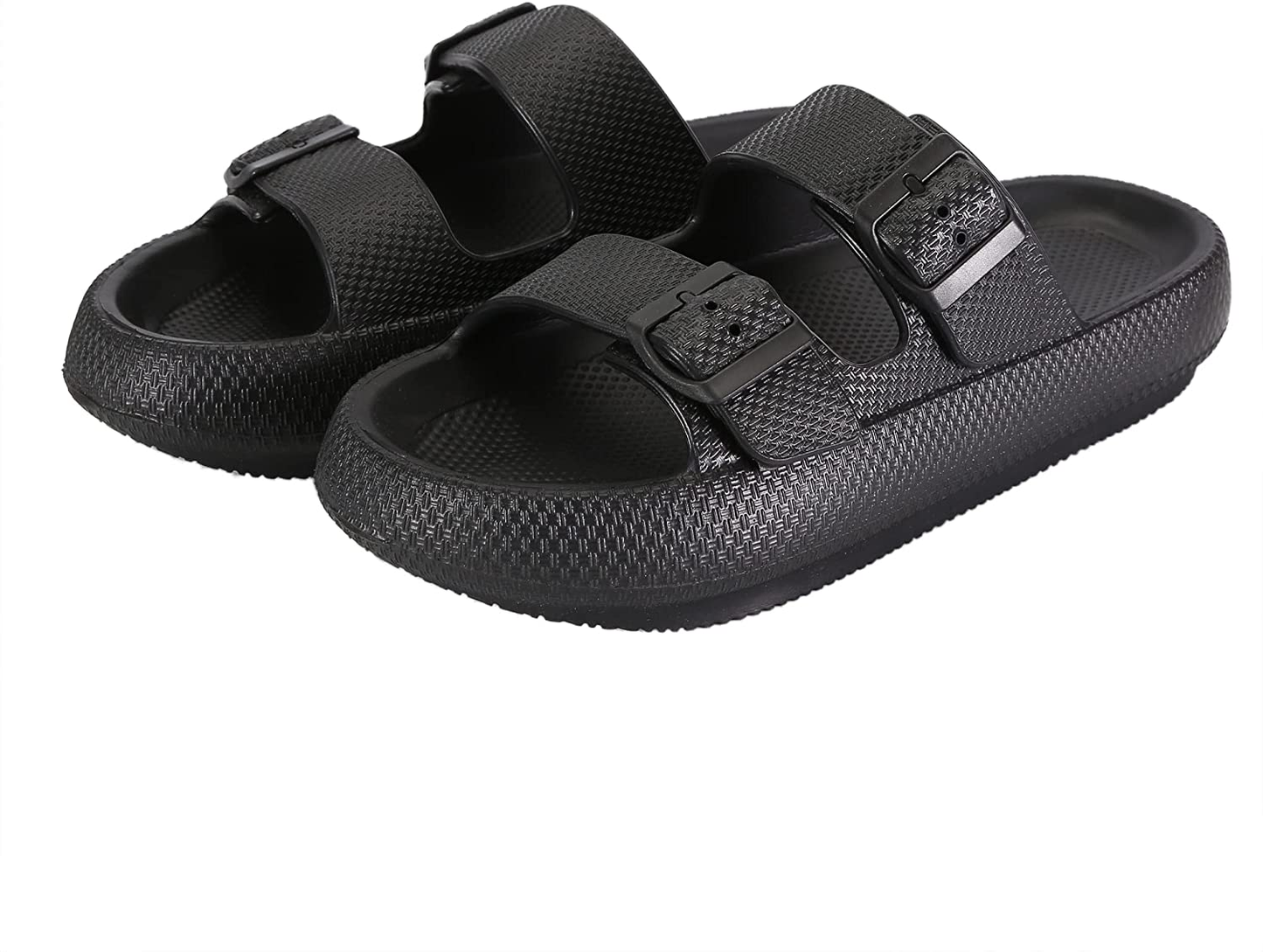 Women Men Cloud Slides for Quick Drying Non-Slip Double Buckle Pool Beach Sandals Open Toe Soft Thick Sole Cushioned Pillow Slippers Bathroom Massage Spa Shower Shoes