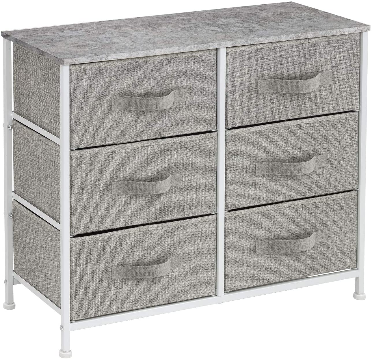 Sorbus Dresser with 6 Drawers - Furniture Storage Tower Unit for Bedroom, Hallway, Closet, Office Organization - Steel Frame, Wood Top, Easy Pull Fabric Bins (6 Drawer - Gray)