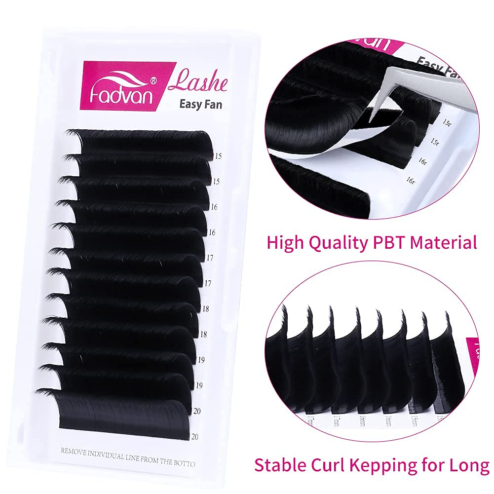 Eyelash Extensions 10D 0.07Mm Volume Lash Extensions Premade Fans Short Stem Premade Fans Eyelash Extensions Cluster Lashes Eyelash Fan Professional Salon Use by FADVAN (10D-0.07D, 8-14Mm)