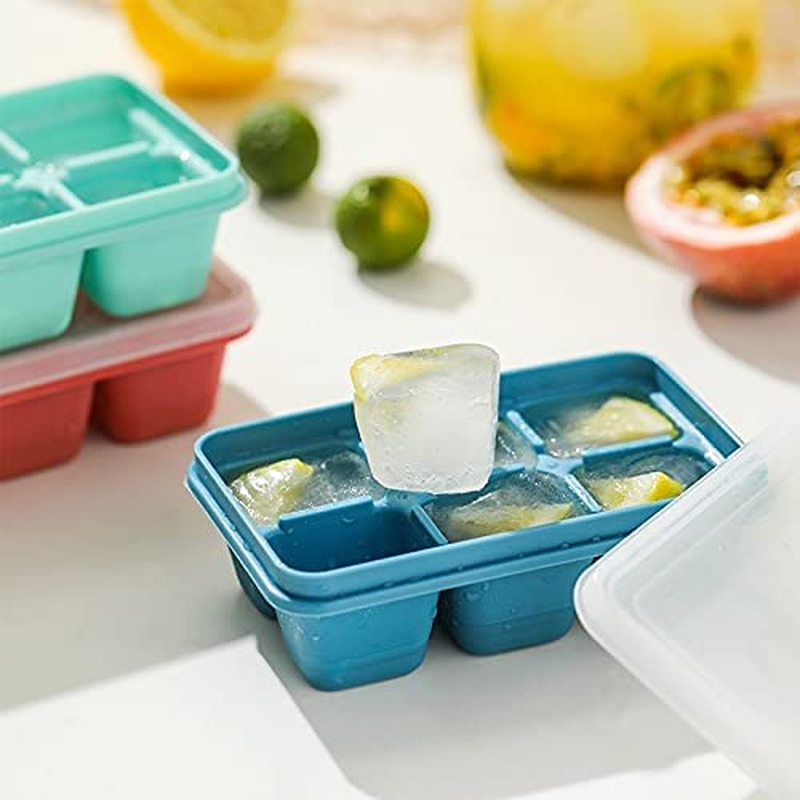 Ice Cube Trays for Freezer 3 Pack - Mini Ice Cube Trays with Lid & Easy-Release Silicone Bottom, Stackable Small Ice Cube Molds