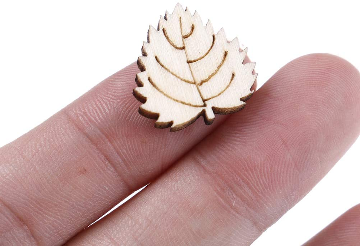 Haiabei 300 Pcs Mixed Flower Leaf Pattern Wooden Scrapbooking DIY Handmade Crafts Children DIY Graffiti Home Decor,Style Random
