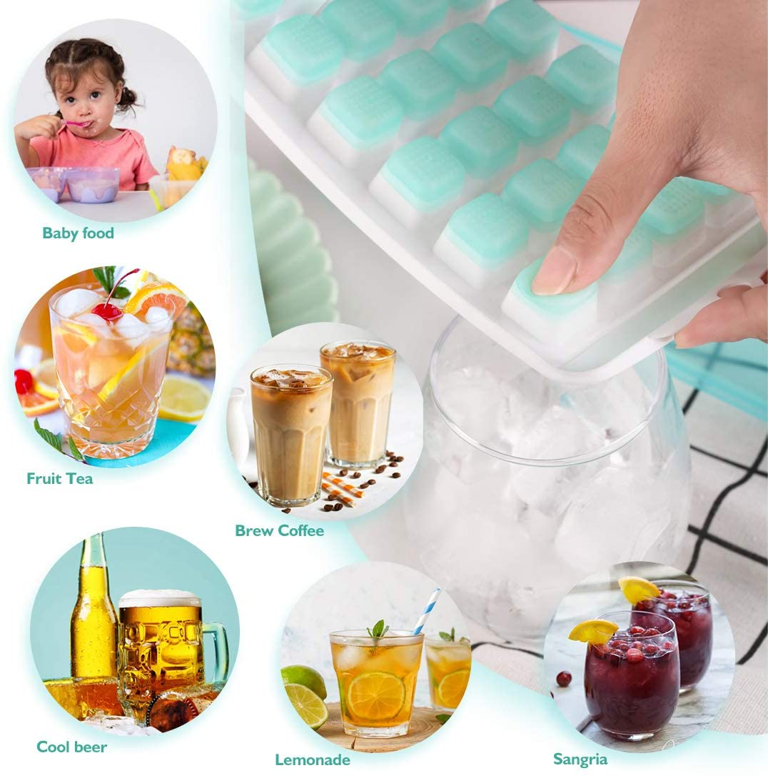 Small Ice Cube Trays with Lid - ZDZDZ Silicone Ice Cube Molds, 2 Pack Easy-Release Tiny Ice Trays - Make 72 Ice Cube,Stackable Ice Mold Set for Iced Coffee Whiskey Beverages Cocktails