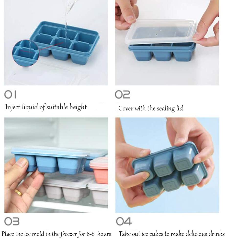 Ice Cube Trays for Freezer 3 Pack - Mini Ice Cube Trays with Lid & Easy-Release Silicone Bottom, Stackable Small Ice Cube Molds