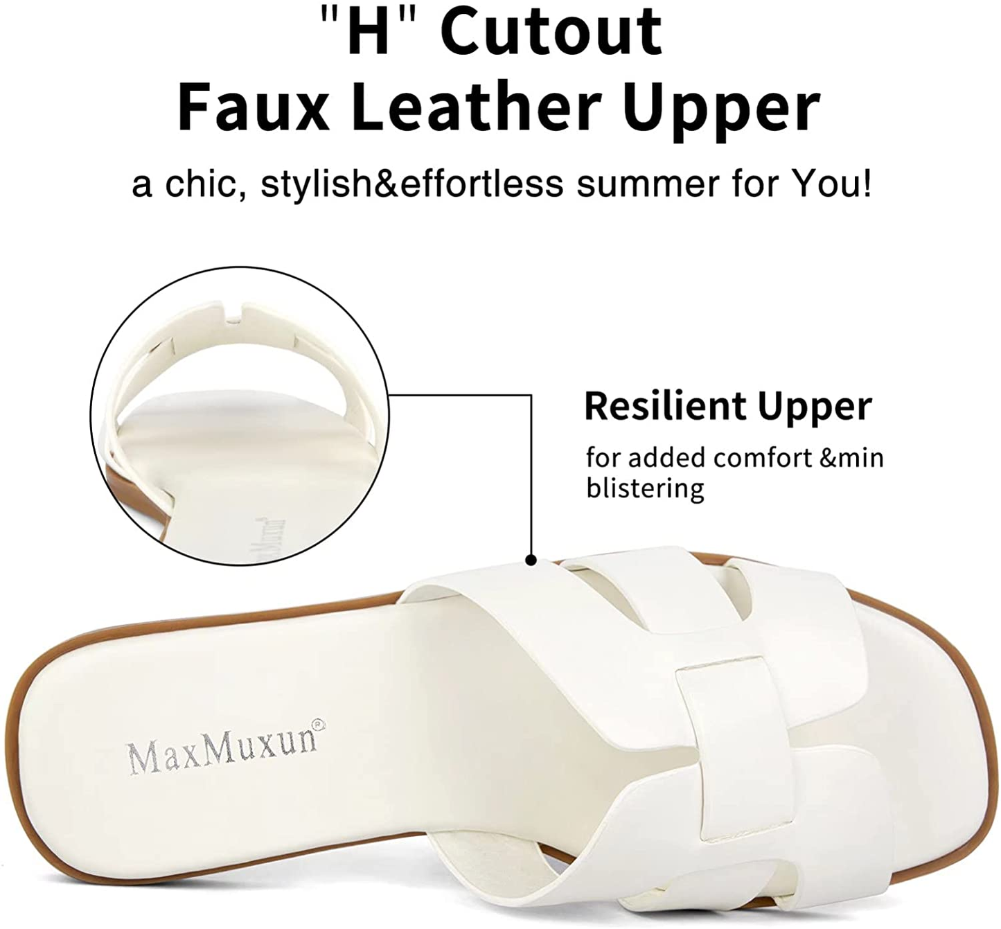 Maxmuxun Women'S H Band Slide Sandals Slip on Flat Sandals Comfort Backless Summer Shoes Slides