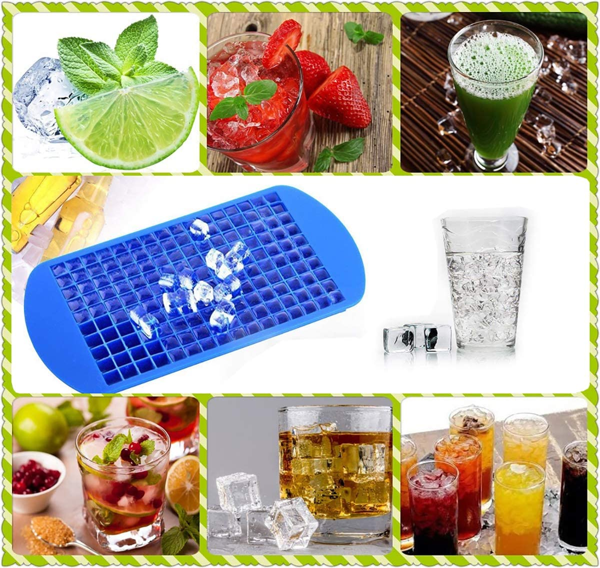 Perrirock Mini Ice Cube Trays - 2 Tray Set - 160 Small Cube Silicone Molds, Bpa-Free, Mini Cubes Will Chill Your Drink Faste