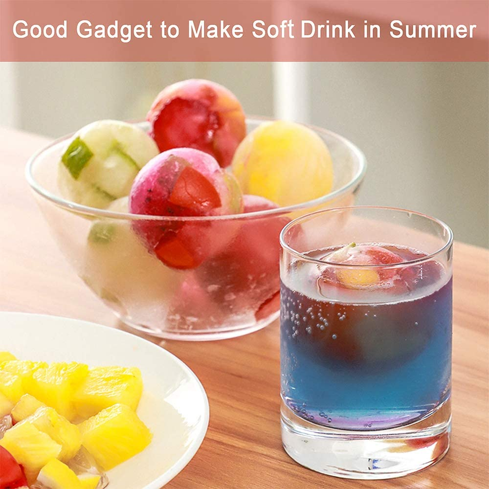 Liyuanq Ice Cube Trays 2 Pack Large Silicon Ice Cubes Mold 2-Inch Ice Ball Maker Hedgehog Ice Mold with Funnel and Lid, Easy-Release, No Leakage, for Whiskey, Cocktail, Juice, Party (Black & Grey)