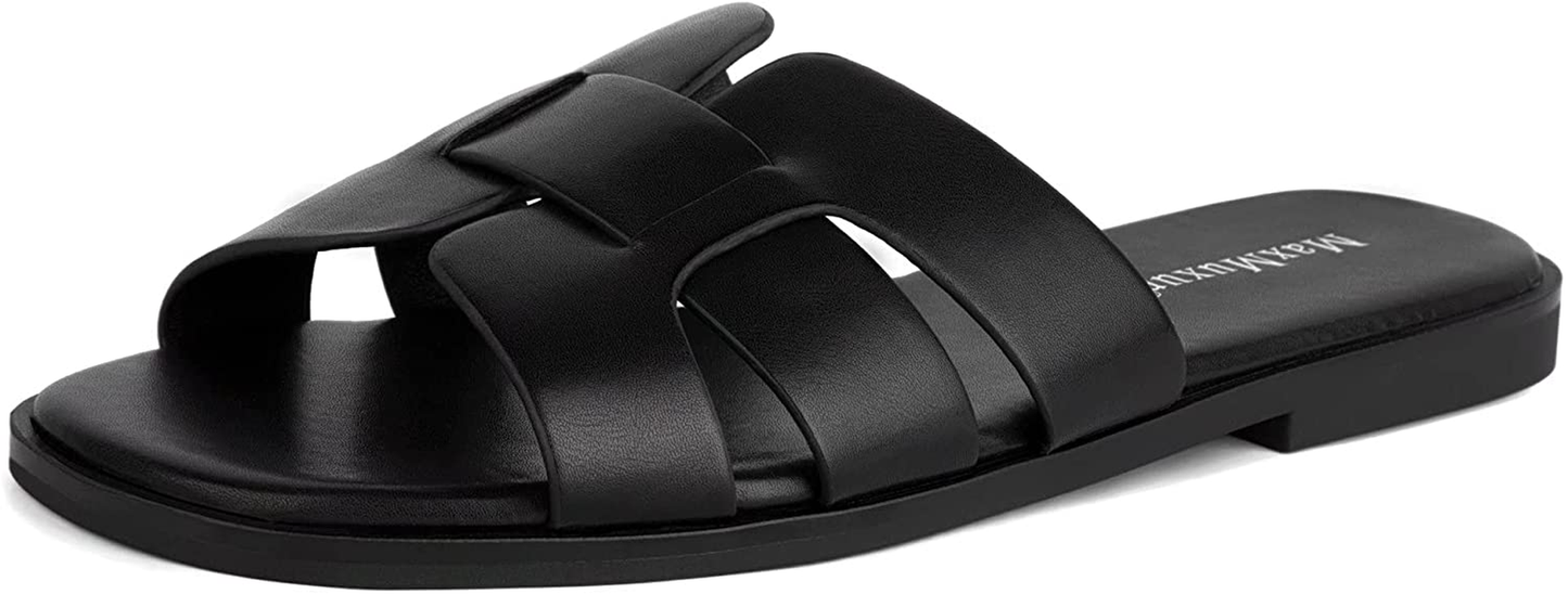 Maxmuxun Women'S H Band Slide Sandals Slip on Flat Sandals Comfort Backless Summer Shoes Slides