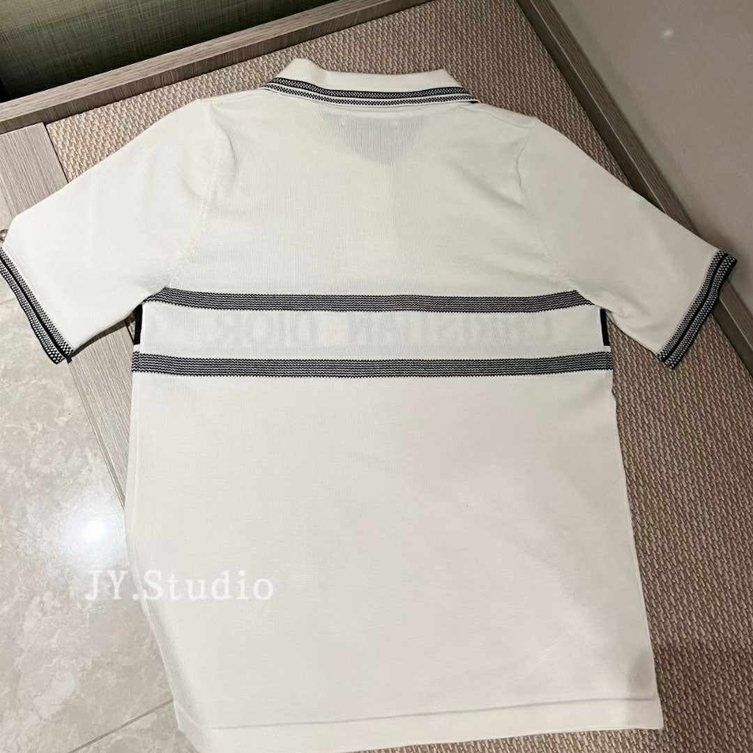 Casual Knitted Sweater Pullover Turn down Collar Short Sleeve Slim Fit