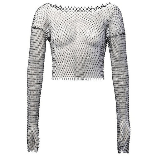 DIRTYLILY Crystal Diamond See Through Crop Tops 2020 Summer Women