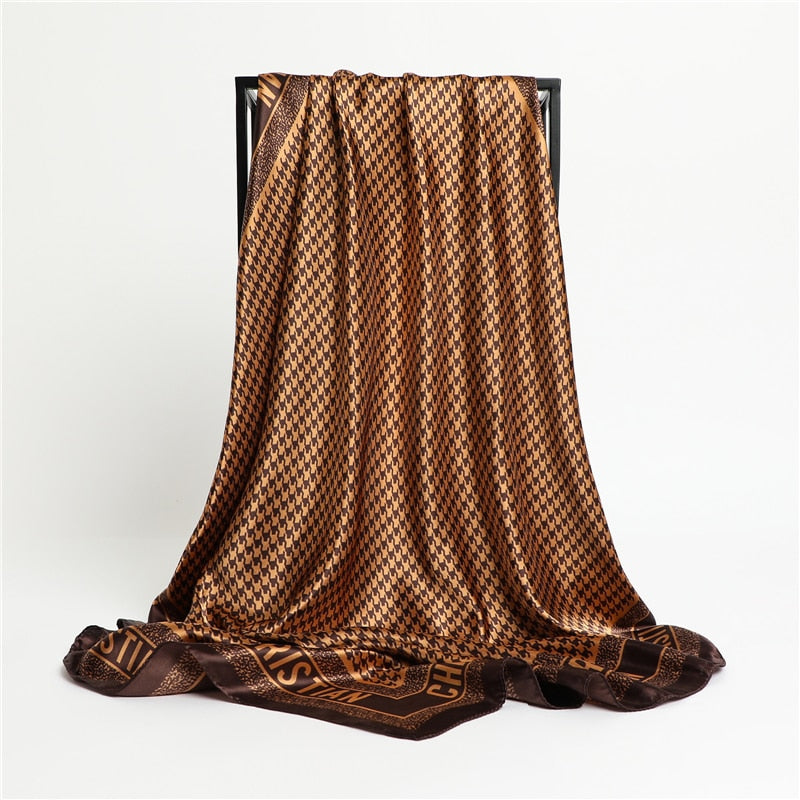 Luxury Brand Silk Satin Square Scarf Women Hijab Bandana Muslim