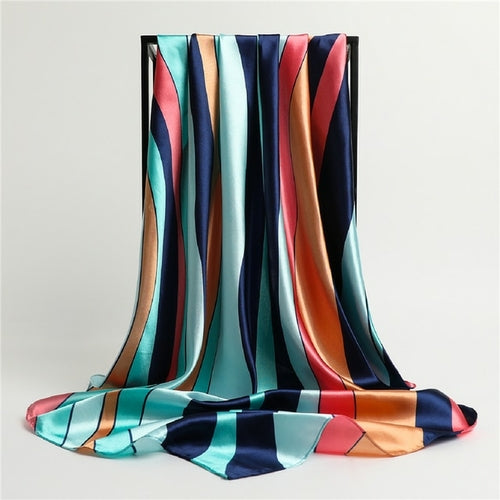 Luxury Brand Silk Satin Square Scarf Women Hijab Bandana Muslim