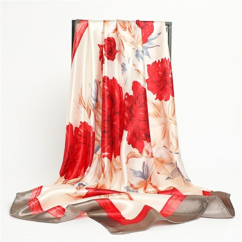 Luxury Brand Silk Satin Square Scarf Women Hijab Bandana Muslim