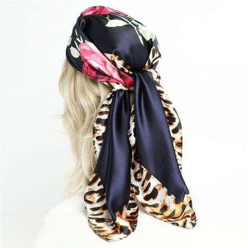 Luxury Brand Silk Satin Square Scarf Women Hijab Bandana Muslim