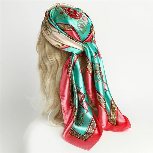 Luxury Brand Silk Satin Square Scarf Women Hijab Bandana Muslim