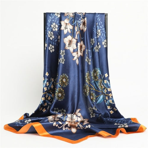 Luxury Brand Silk Satin Square Scarf Women Hijab Bandana Muslim