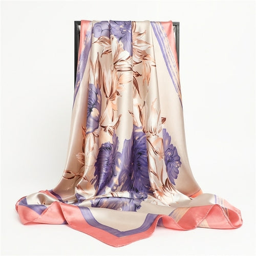 Luxury Brand Silk Satin Square Scarf Women Hijab Bandana Muslim