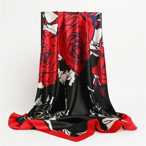 Luxury Brand Silk Satin Square Scarf Women Hijab Bandana Muslim