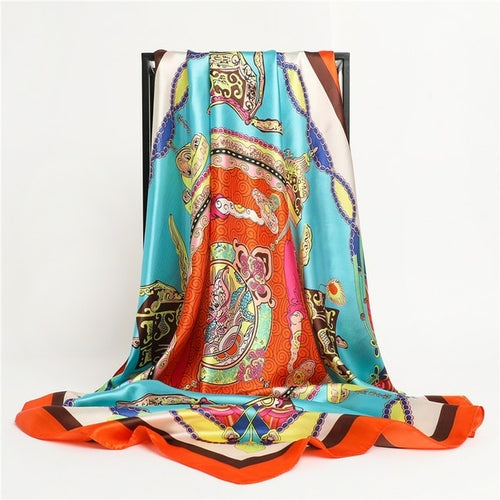 Luxury Brand Silk Satin Square Scarf Women Hijab Bandana Muslim