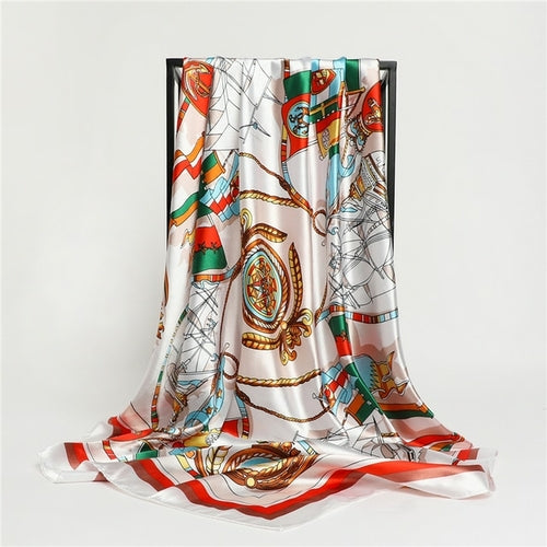 Luxury Brand Silk Satin Square Scarf Women Hijab Bandana Muslim