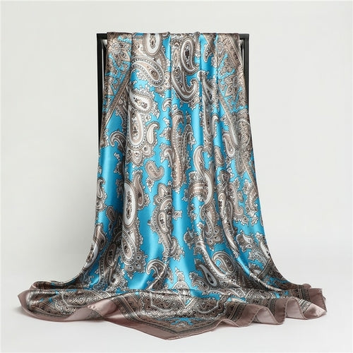 Luxury Brand Silk Satin Square Scarf Women Hijab Bandana Muslim