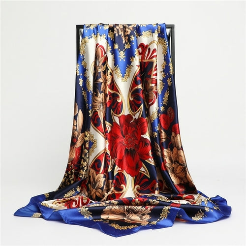 Luxury Brand Silk Satin Square Scarf Women Hijab Bandana Muslim