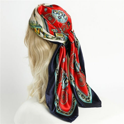 Luxury Brand Silk Satin Square Scarf Women Hijab Bandana Muslim