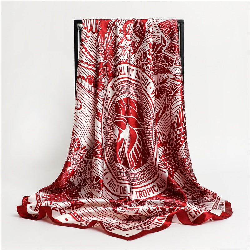 Luxury Brand Silk Satin Square Scarf Women Hijab Bandana Muslim