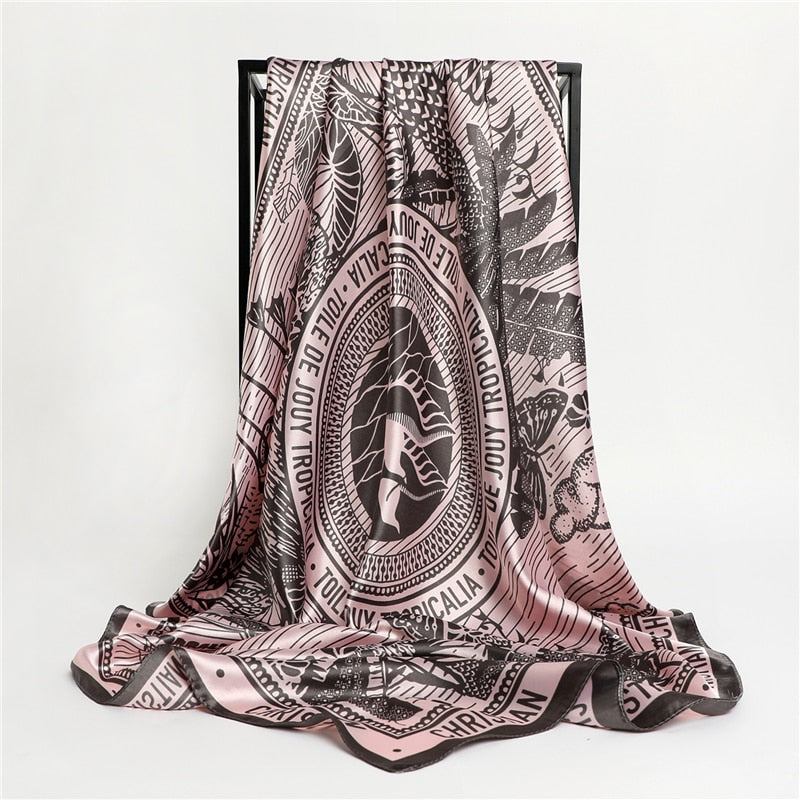 Luxury Brand Silk Satin Square Scarf Women Hijab Bandana Muslim