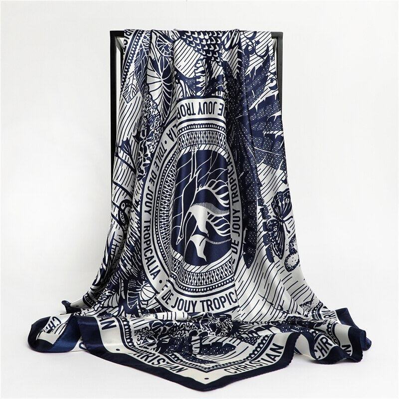 Luxury Brand Silk Satin Square Scarf Women Hijab Bandana Muslim