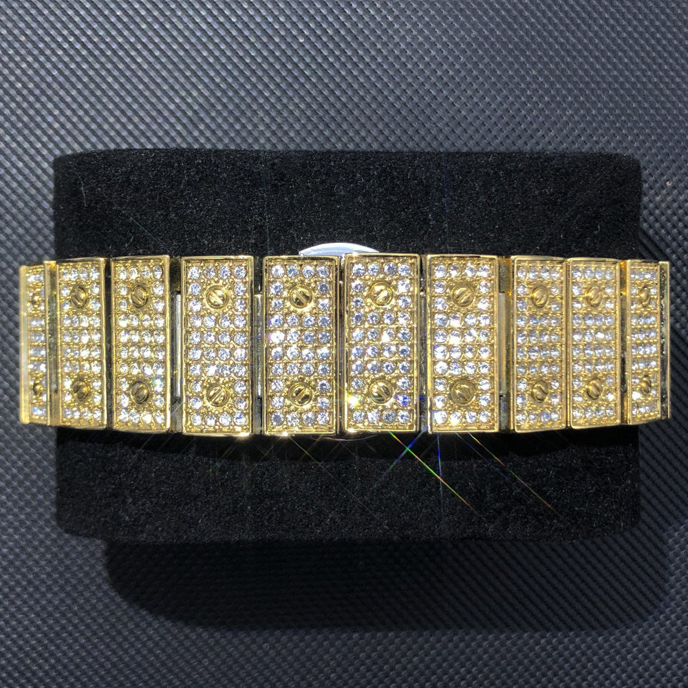 MISSFOX Hip Hop Square Watches for Men Luxury Full Diamond Iced Out