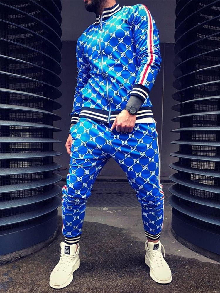 Muscle Sport Suits European American Trends 3d Print Fitness Zipper
