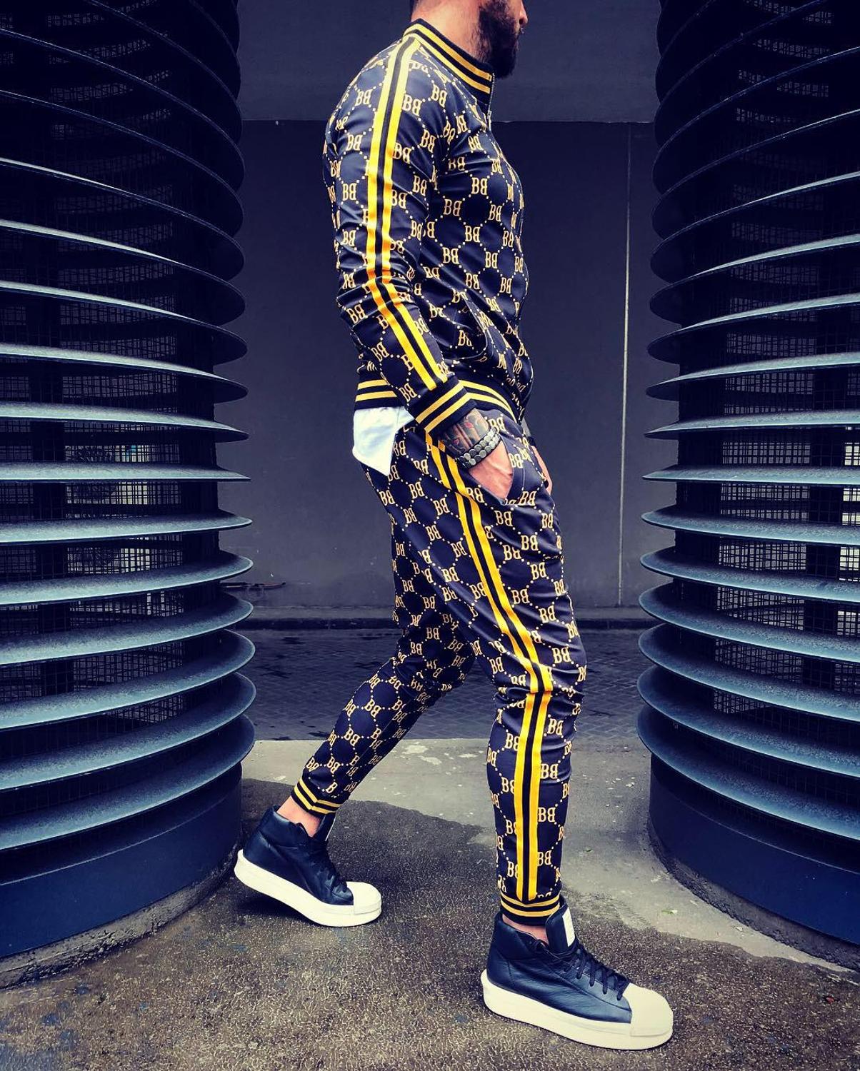 Muscle Sport Suits European American Trends 3d Print Fitness Zipper