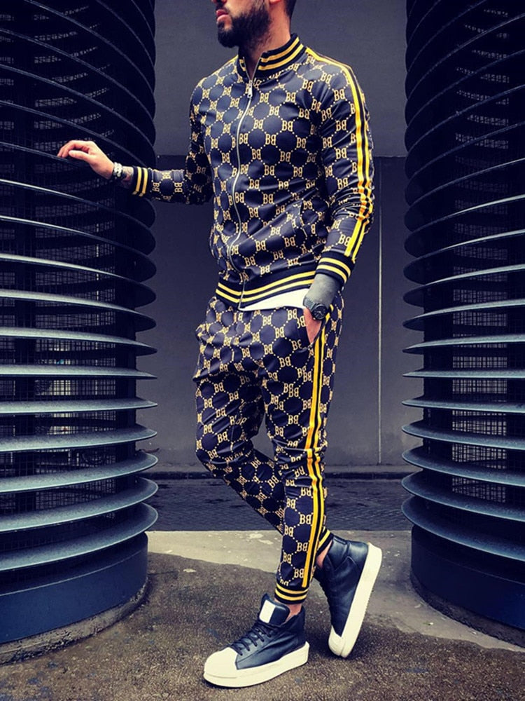 Muscle Sport Suits European American Trends 3d Print Fitness Zipper