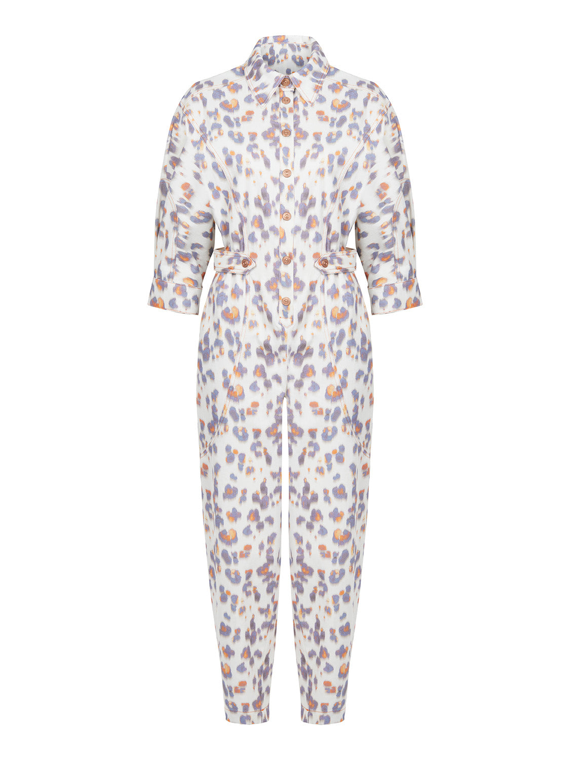 Leopard Print Denim Jumpsuit