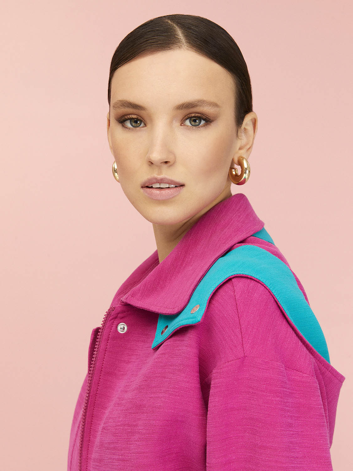 Color Block Cropped Jacket