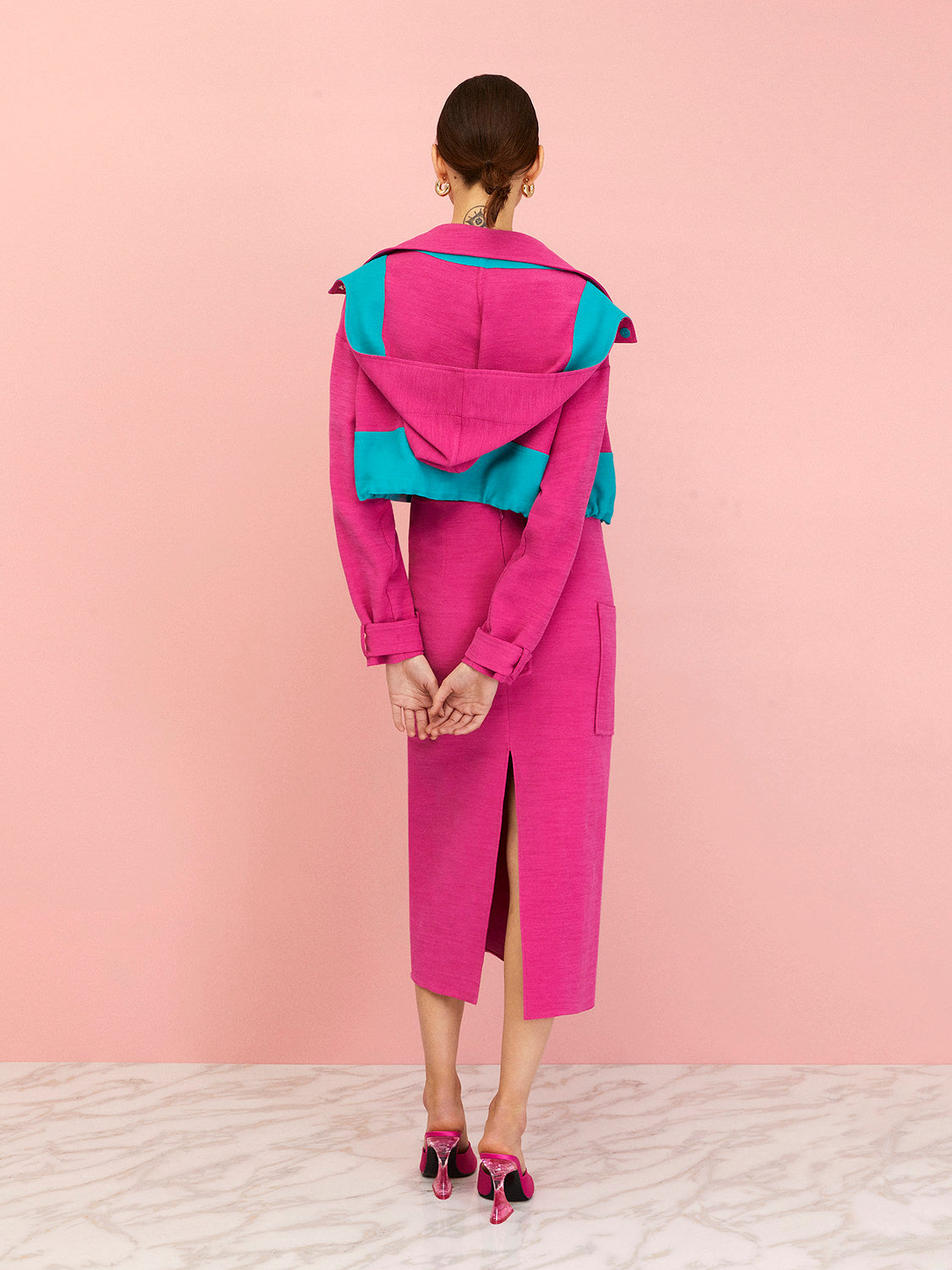 Color Block Cropped Jacket