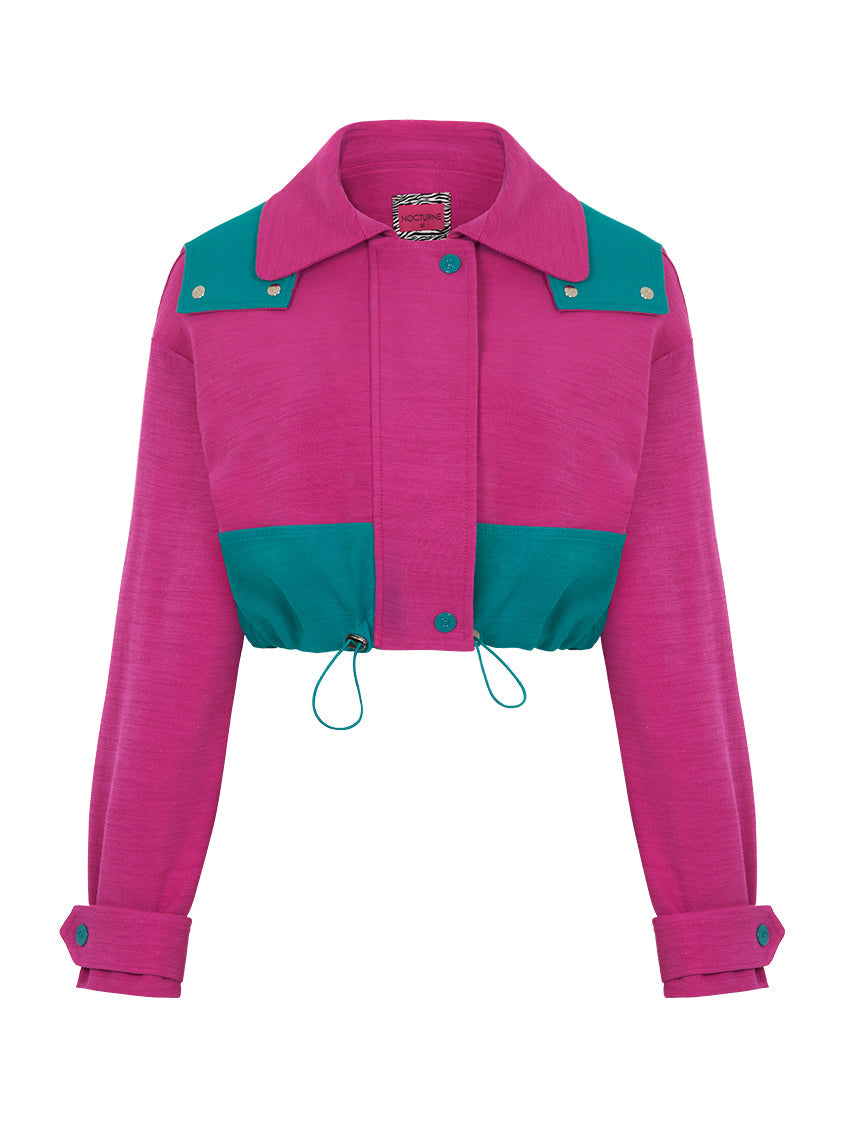 Color Block Cropped Jacket