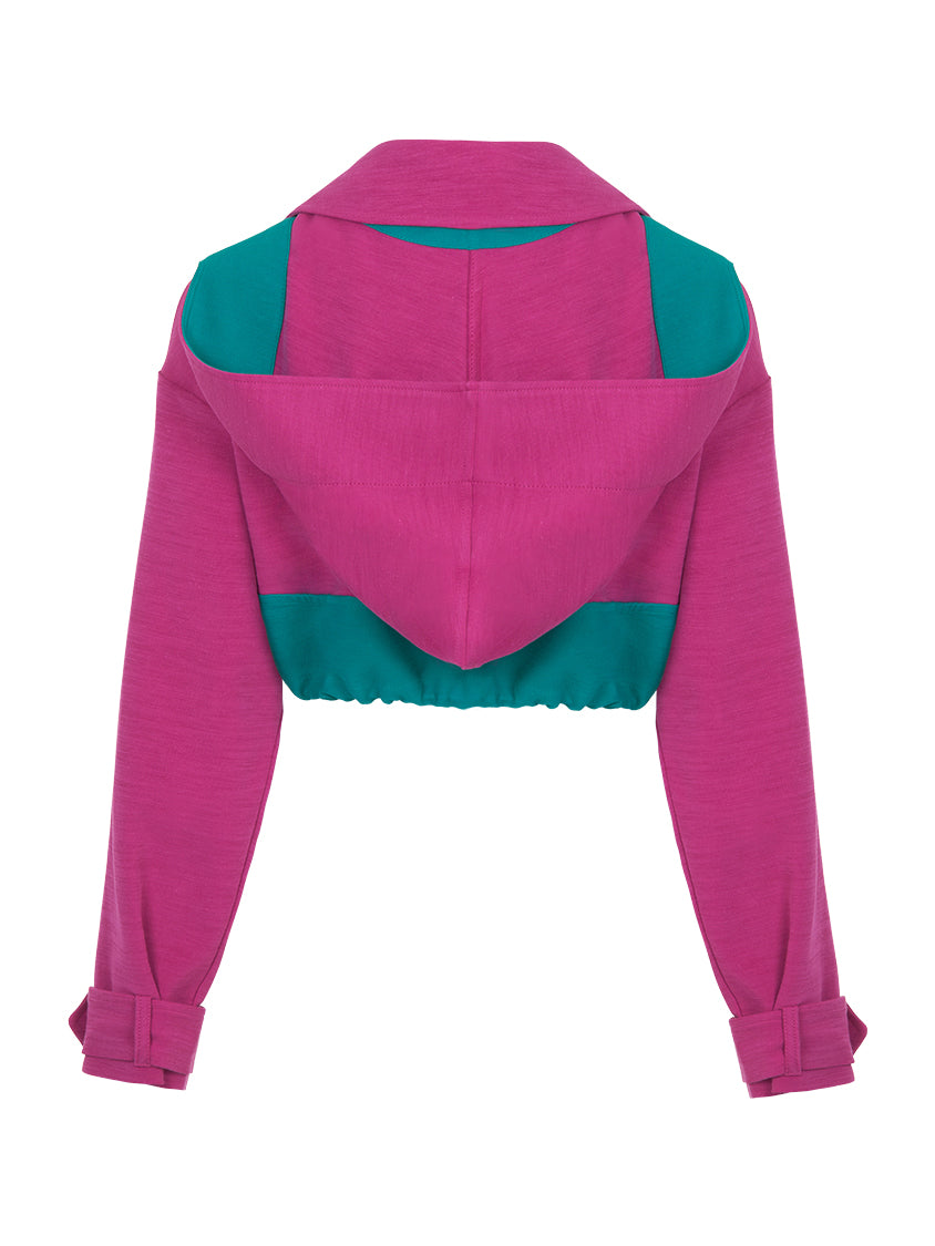 Color Block Cropped Jacket