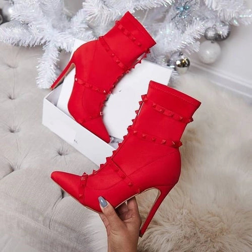 Women's boots pointed toe belt nail nail women's boots
