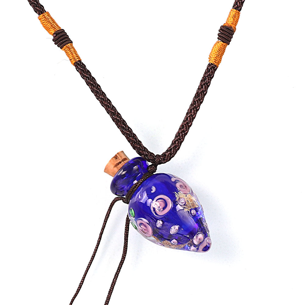 QIANBEI Fashion Flower Pendant Necklace Colorful Lampwork glass