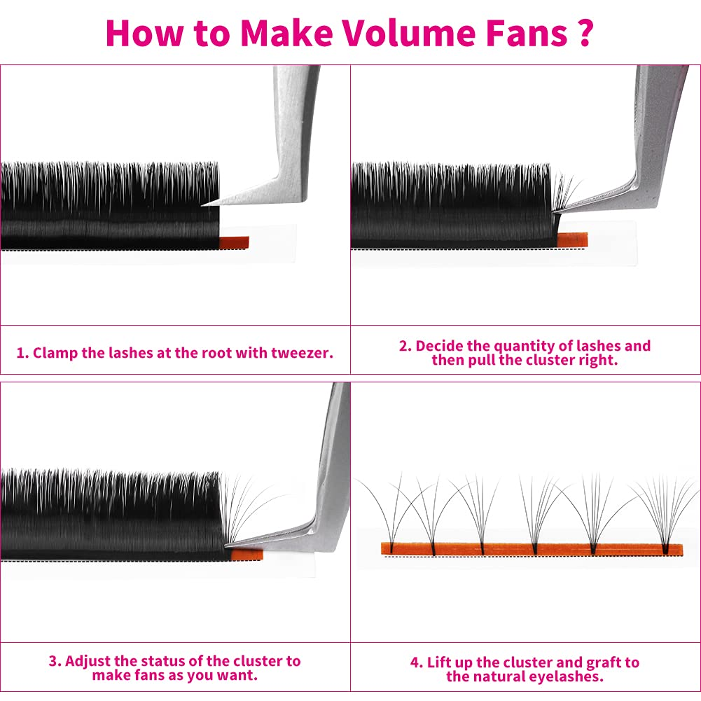 Eyelash Extensions 10D 0.07Mm Volume Lash Extensions Premade Fans Short Stem Premade Fans Eyelash Extensions Cluster Lashes Eyelash Fan Professional Salon Use by FADVAN (10D-0.07D, 8-14Mm)