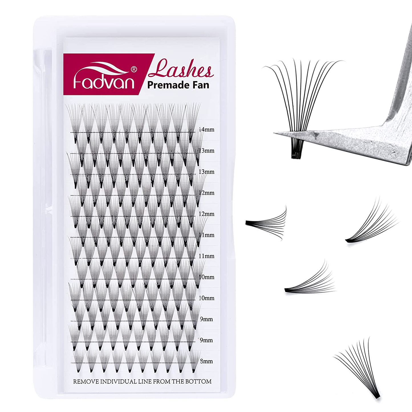 Eyelash Extensions 10D 0.07Mm Volume Lash Extensions Premade Fans Short Stem Premade Fans Eyelash Extensions Cluster Lashes Eyelash Fan Professional Salon Use by FADVAN (10D-0.07D, 8-14Mm)