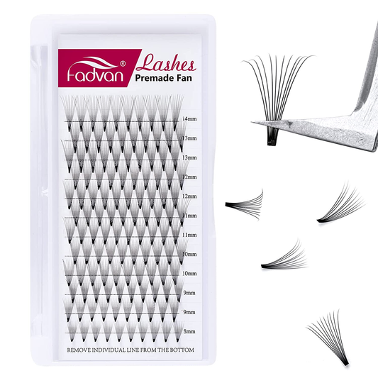 Eyelash Extensions 10D 0.07Mm Volume Lash Extensions Premade Fans Short Stem Premade Fans Eyelash Extensions Cluster Lashes Eyelash Fan Professional Salon Use by FADVAN (10D-0.07D, 8-14Mm)