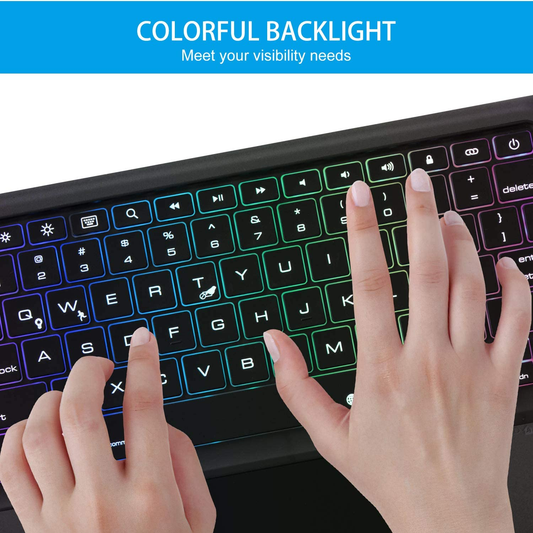 Touchpad Keyboard Case for 10.2 Inch Ipad 2021 9Th & 8Th & 7Th Gen, Air 3Rd Gen/Pro 10.5",7 Color Backlight, Wireless Keyboard,Apple Pencil Holder